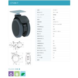 画像2: 東海キャスター　CT100-T　双輪キャスター