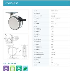 画像2: 東海キャスター　FZW130WSD　双輪キャスター