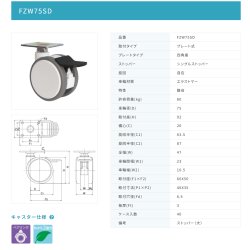 画像2: 東海キャスター　FZW75SD　双輪キャスター