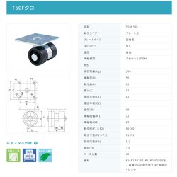 画像2: 東海キャスター　T50Fクロ　双輪キャスター