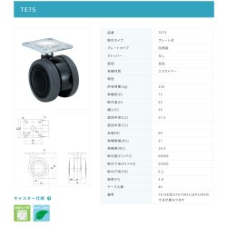 画像2: 東海キャスター　TE75　双輪キャスター