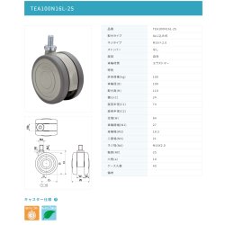 画像2: 東海キャスター　TEA100N16L-25　双輪キャスター