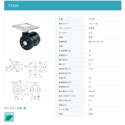 画像2: 東海キャスター　TX50F　双輪キャスター